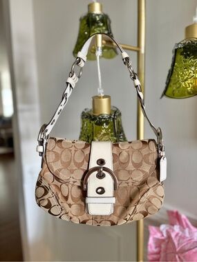 Vintage Y2K 2005 Coach Soho Flap Shoulder Bag Canvas Braided Strap